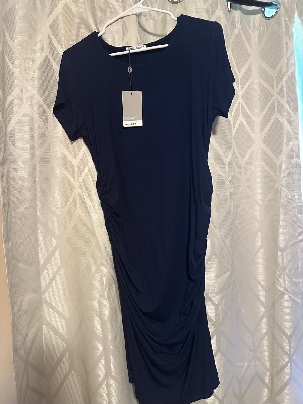 Maternity dress Navy Short-Sleeve Ruched Tunic